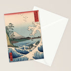 Utagawa Hiroshige - Sea Off Satta, Suruga Province - Vintage Japanese Woodblock Print Art, 1858. Stationery Card Gallery Image 2