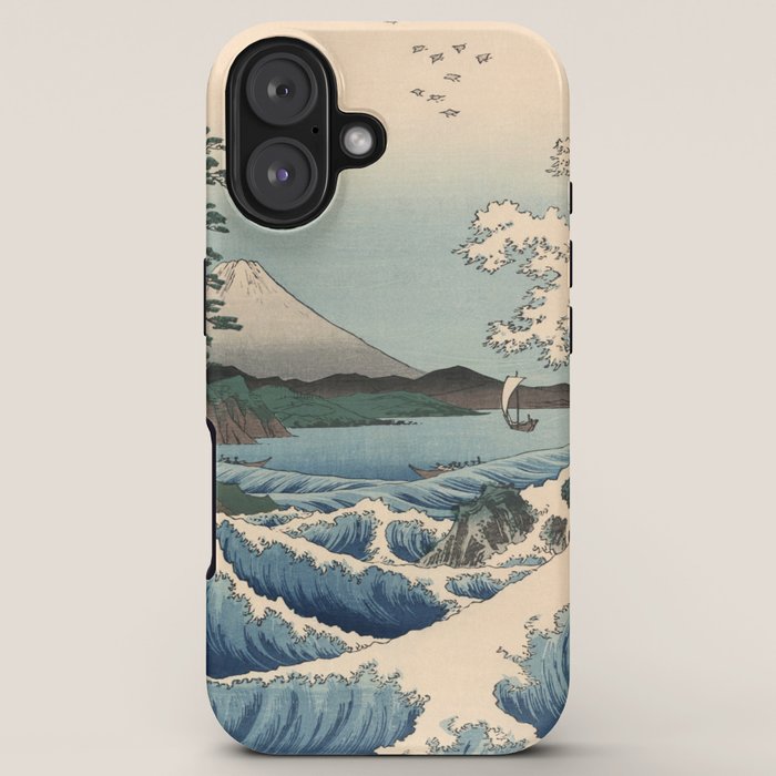 Utagawa Hiroshige - Sea Off Satta, Suruga Province - Vintage Japanese Woodblock Print Art, 1858. iPhone Case Gallery Image 5