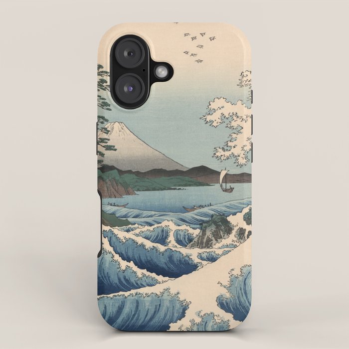 Utagawa Hiroshige - Sea Off Satta, Suruga Province - Vintage Japanese Woodblock Print Art, 1858. iPhone Case Gallery Image 1