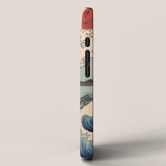 Utagawa Hiroshige - Sea Off Satta, Suruga Province - Vintage Japanese Woodblock Print Art, 1858. iPhone Case Gallery Image 2