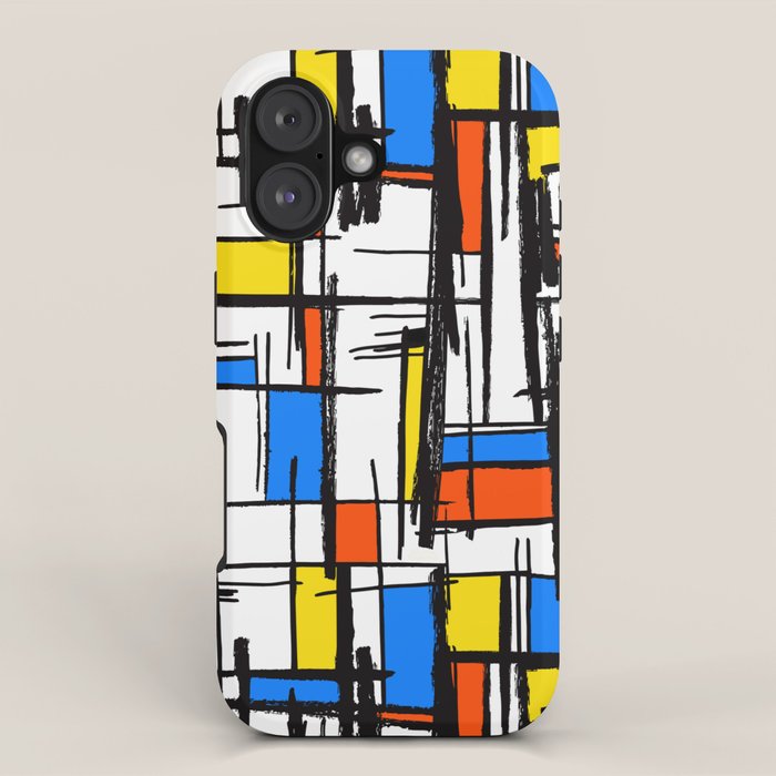 Bauhaus Aesthetic Piet Mondrian De Stijl Inspired Painted Pattern iPhone Case Gallery Image 1