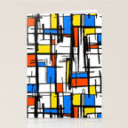 Bauhaus Aesthetic Piet Mondrian De Stijl Inspired Painted Pattern Stationery Card Gallery Image 2