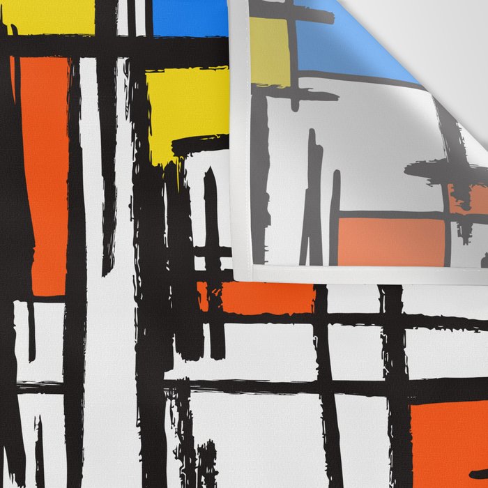 Bauhaus Aesthetic Piet Mondrian De Stijl Inspired Painted Pattern Wall Tapestry Gallery Image 3