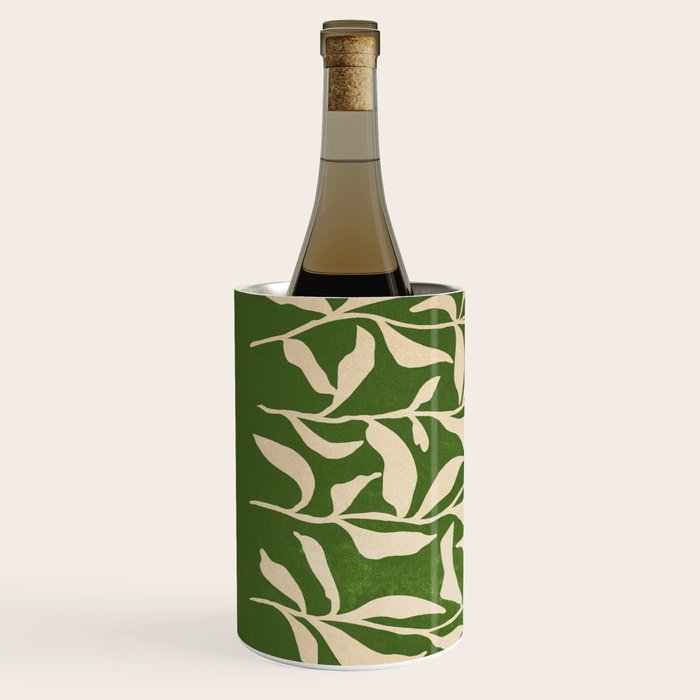 Olive Green Leaves: Mid Century Edition Wine Chiller Gallery Image 2