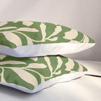 Olive Green Leaves: Mid Century Edition Pillow Sham Gallery Image 3