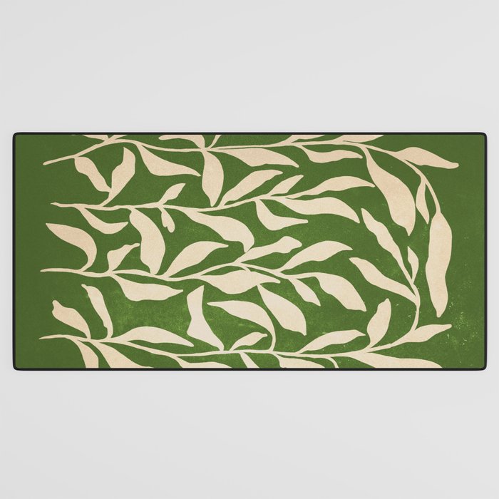 Olive Green Leaves: Mid Century Edition Desk Mat Gallery Image 3