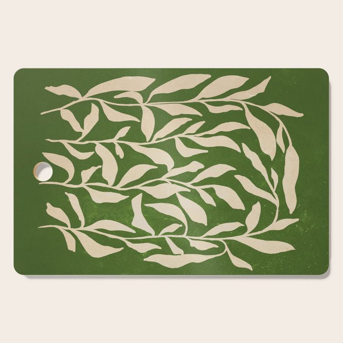 Olive Green Leaves: Mid Century Edition Cutting Board Gallery Image 1