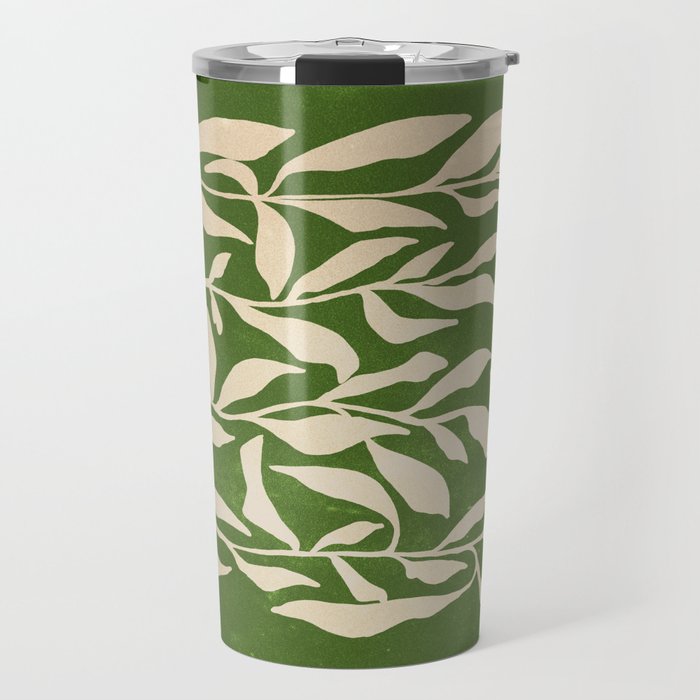 Olive Green Leaves: Mid Century Edition Travel Mug Gallery Image 1