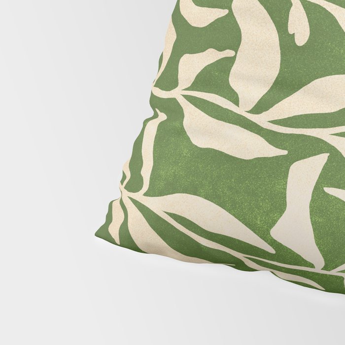 Olive Green Leaves: Mid Century Edition Pillow Sham Gallery Image 4