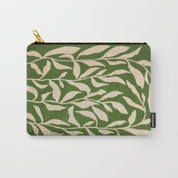 Olive Green Leaves: Mid Century Edition Carry All Pouch Gallery Image 1