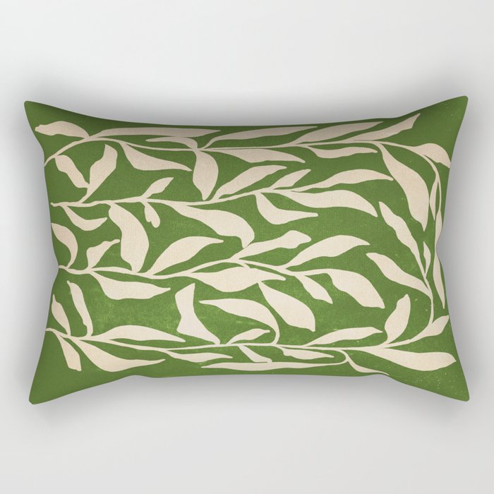 Olive Green Leaves: Mid Century Edition Rectangular Pillow Gallery Image 2