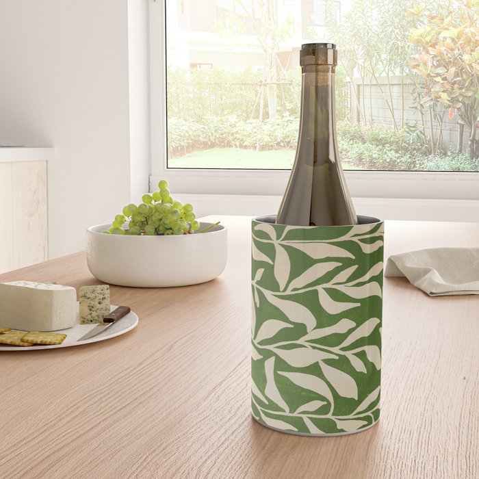 Olive Green Leaves: Mid Century Edition Wine Chiller Gallery Image 4