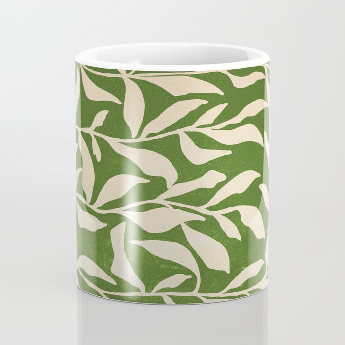 Olive Green Leaves: Mid Century Edition Coffee Mug Gallery Image 4
