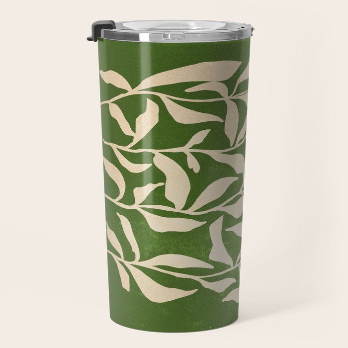 Olive Green Leaves: Mid Century Edition Travel Mug Gallery Image 3