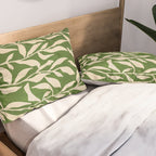 Olive Green Leaves: Mid Century Edition Pillow Sham Gallery Image 2