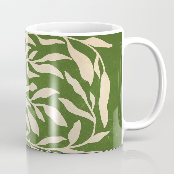 Olive Green Leaves: Mid Century Edition Coffee Mug Gallery Image 1