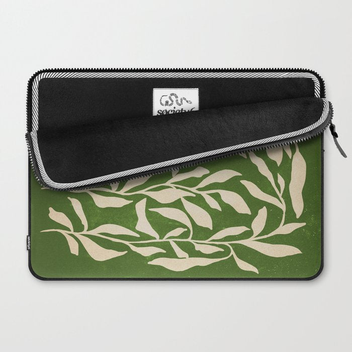 Olive Green Leaves: Mid Century Edition Laptop Sleeve Gallery Image 2