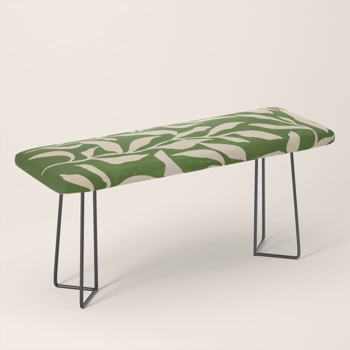 Olive Green Leaves: Mid Century Edition Bench Gallery Image 1