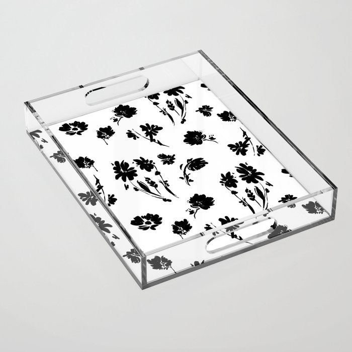 Brushstrokes meadow flowers BN Acrylic Tray Gallery Image 1