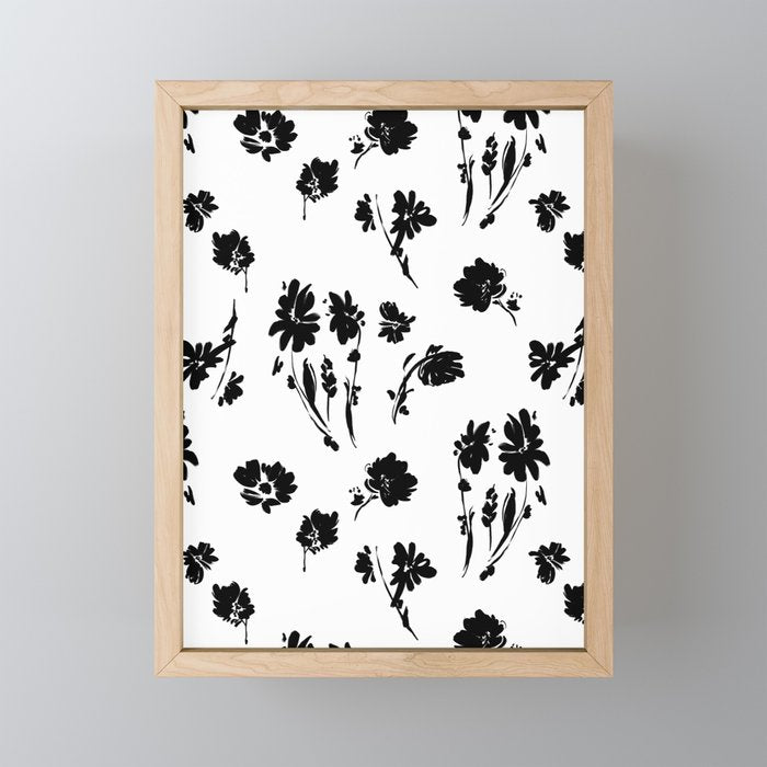 Brushstrokes meadow flowers BN Mini Art Print Gallery Image 1