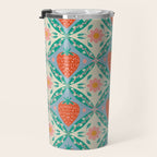 Playful Strawberry and Floral Geometric Pattern Travel Mug Gallery Image 3