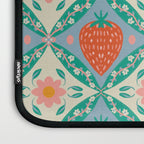 Playful Strawberry and Floral Geometric Pattern Laptop Sleeve Gallery Image 3