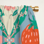 Playful Strawberry and Floral Geometric Pattern Window Curtain Gallery Image 2
