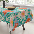 Playful Strawberry and Floral Geometric Pattern Tablecloth Gallery Image 3