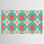 Playful Strawberry and Floral Geometric Pattern Tablecloth Gallery Image 2