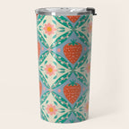 Playful Strawberry and Floral Geometric Pattern Travel Mug Gallery Image 2