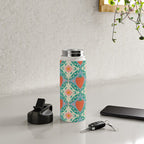 Playful Strawberry and Floral Geometric Pattern Water Bottle Gallery Image 4