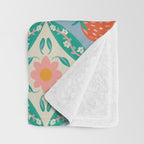 Playful Strawberry and Floral Geometric Pattern Throw Blanket Gallery Image 3