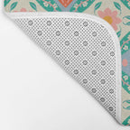 Playful Strawberry and Floral Geometric Pattern Bath Mat Gallery Image 2
