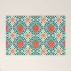 Playful Strawberry and Floral Geometric Pattern Welcome Mat Gallery Image 1
