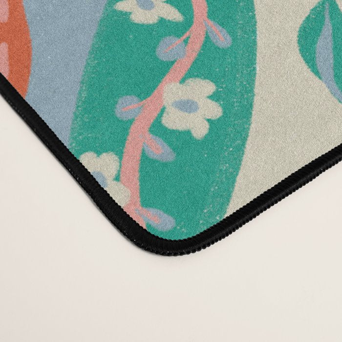 Playful Strawberry and Floral Geometric Pattern Desk Mat Gallery Image 4