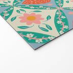 Playful Strawberry and Floral Geometric Pattern Welcome Mat Gallery Image 2