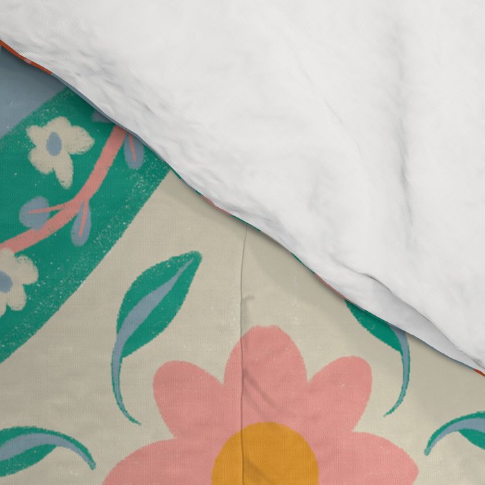 Playful Strawberry and Floral Geometric Pattern Comforter Gallery Image 4
