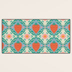 Playful Strawberry and Floral Geometric Pattern Desk Mat Gallery Image 3