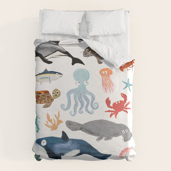 Sea Change: Ocean Animals Duvet Cover