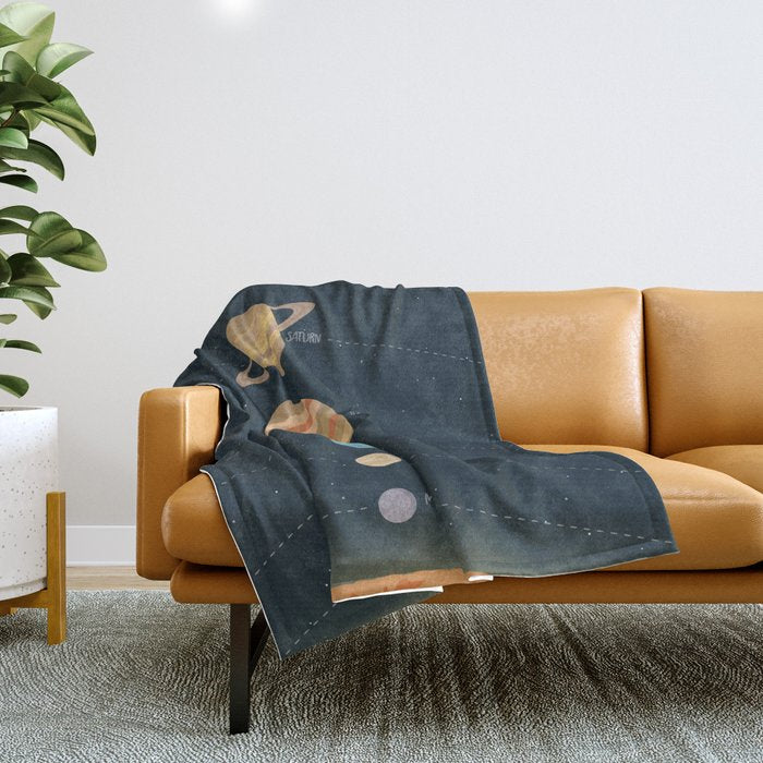 Solar system illustration Throw Blanket Gallery Image 1
