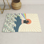 Meowtain cat 5 rainbow wave catzilla  Rug Gallery Image 1