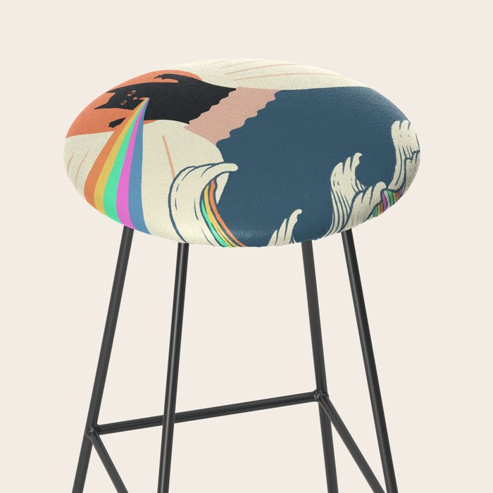 Meowtain cat 5 rainbow wave catzilla  Stool Gallery Image 2