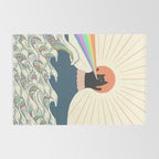 Meowtain cat 5 rainbow wave catzilla  Rug Gallery Image 2