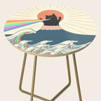 Meowtain cat 5 rainbow wave catzilla  Side Table Gallery Image 2