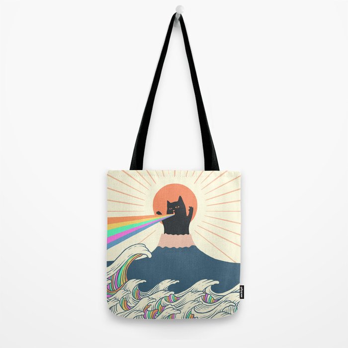 Meowtain cat 5 rainbow wave catzilla  Tote Bag Gallery Image 2