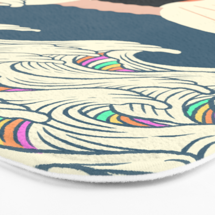 Meowtain cat 5 rainbow wave catzilla  Bath Mat Gallery Image 3