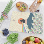 Meowtain cat 5 rainbow wave catzilla  Cutting Board Gallery Image 2