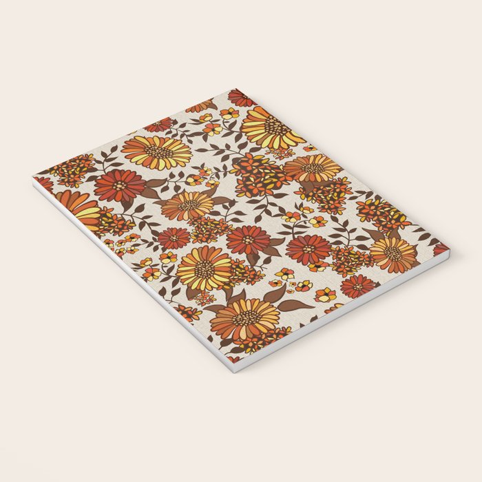 Retro 70s boho hippie orange flower power Notebook Gallery Image 3