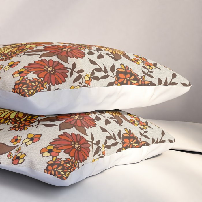 Retro 70s boho hippie orange flower power Pillow Sham Gallery Image 3
