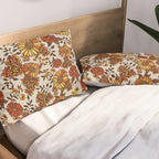 Retro 70s boho hippie orange flower power Pillow Sham Gallery Image 2